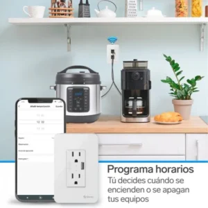 ENCHUFE DOBLE Wi-Fi* Y CARGADOS USB, CON PLACA PARA PARED