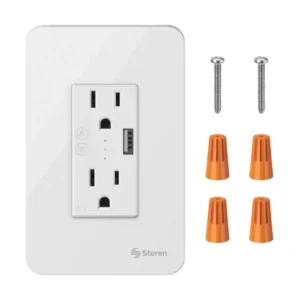 ENCHUFE DOBLE Wi-Fi* Y CARGADOS USB, CON PLACA PARA PARED