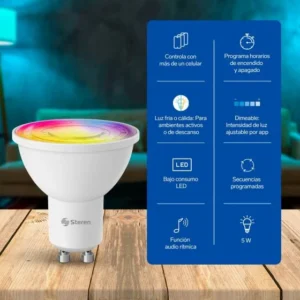 FOCO LED DICROICO Wi-Fi multicolor, de 5 W STEREN