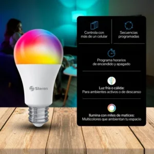 PAQUETE DE 3 FOCOS LED RGB CONTROLADO POR Wi-Fi 10W STEREN