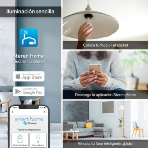 PAQUETE DE 3 FOCOS LED RGB CONTROLADO POR Wi-Fi 10W STEREN