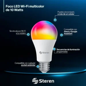 PAQUETE DE 3 FOCOS LED RGB CONTROLADO POR Wi-Fi 10W STEREN