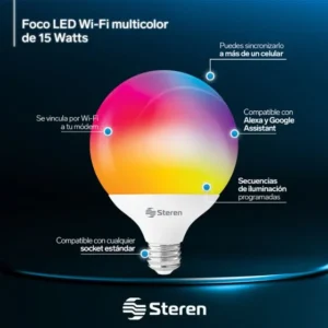 FOCO WI-FI TIPO GLOBO WRGB 5W STEREN