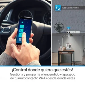 REGLETA SMART Wi-Fi* DE 4 SALIDASY TRIPLE CARGADOR USB STEREN
